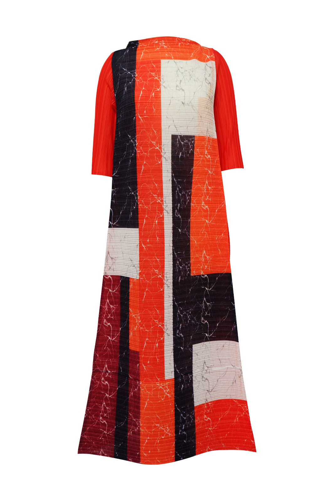 Abstract Print Pleated A Line Midi Dress Lavish Daily