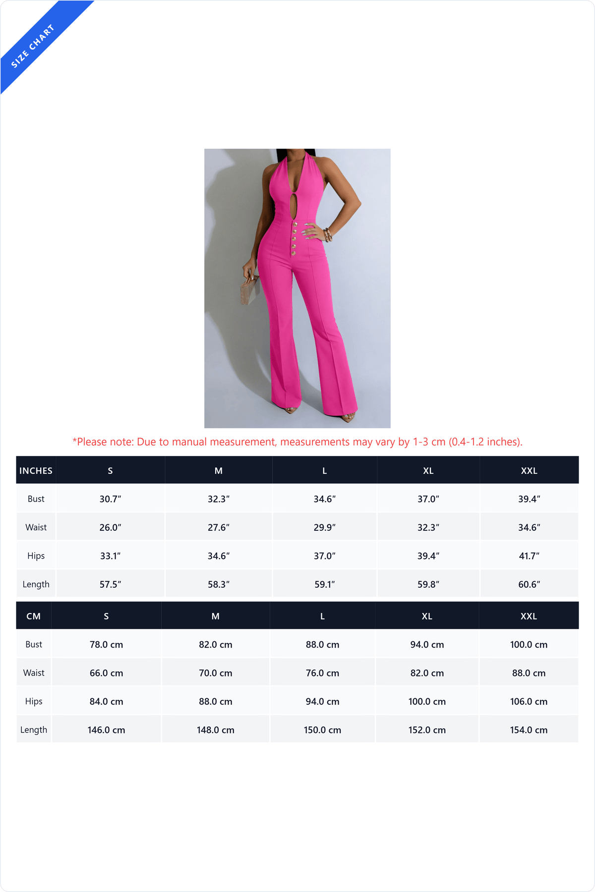 Halter Keyhole Button-Front Flared Jumpsuit Lavish Daily