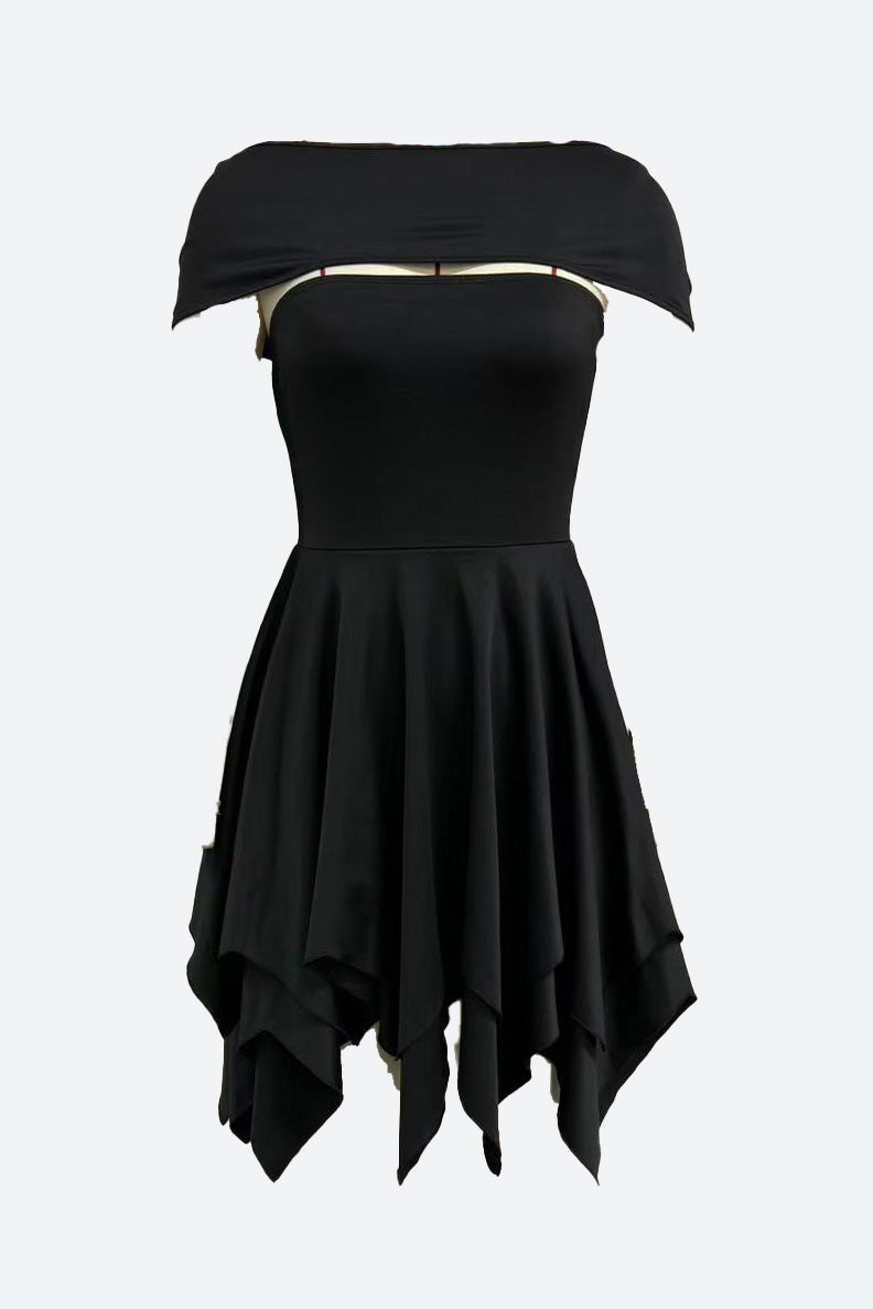 Elegant Asymmetrical Strapless Ruched Layered Dress Lavish Daily