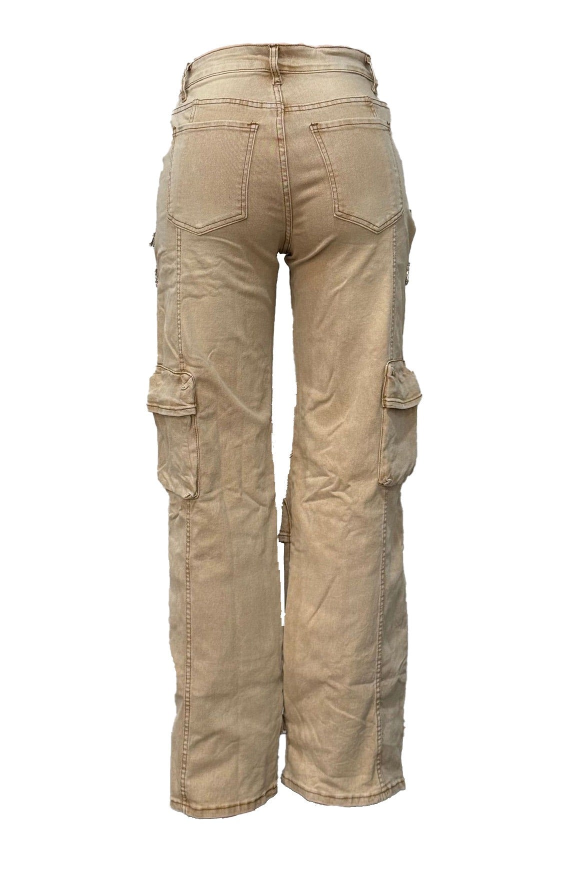Rhinestone Cutout Wide Leg Cargo Pants LavishDaily