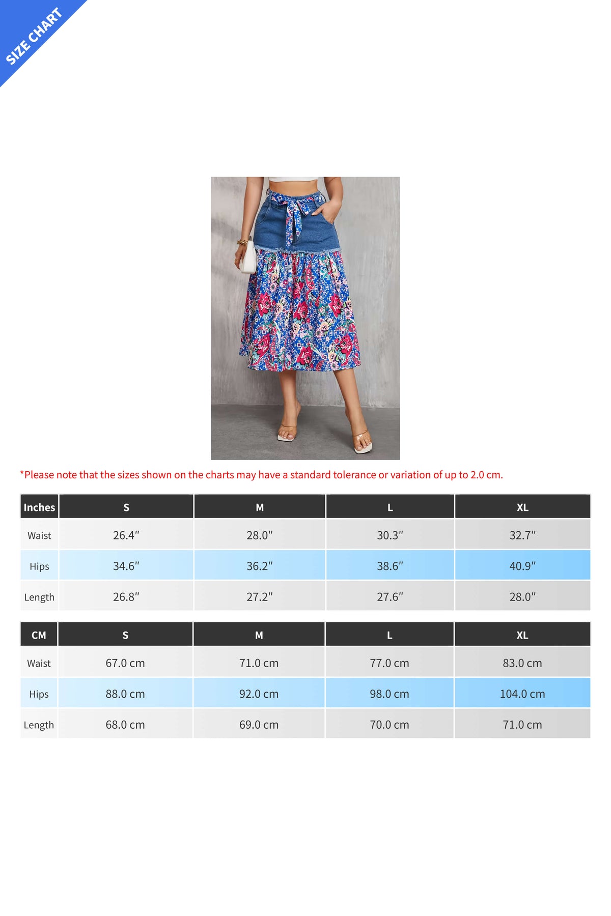 Frayed Denim Patchwork Boho Midi Skirt Lavish Daily