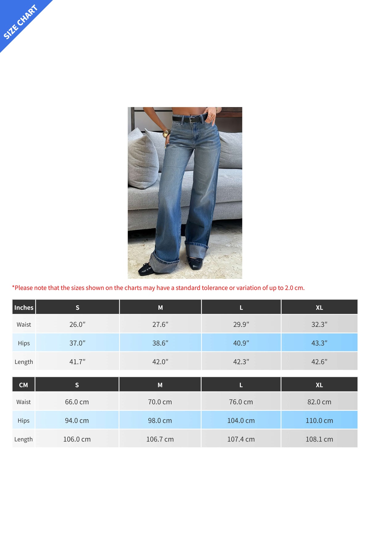 High-Rise Wide-Leg Cuffed Puddle Denim Jeans Lavish Daily