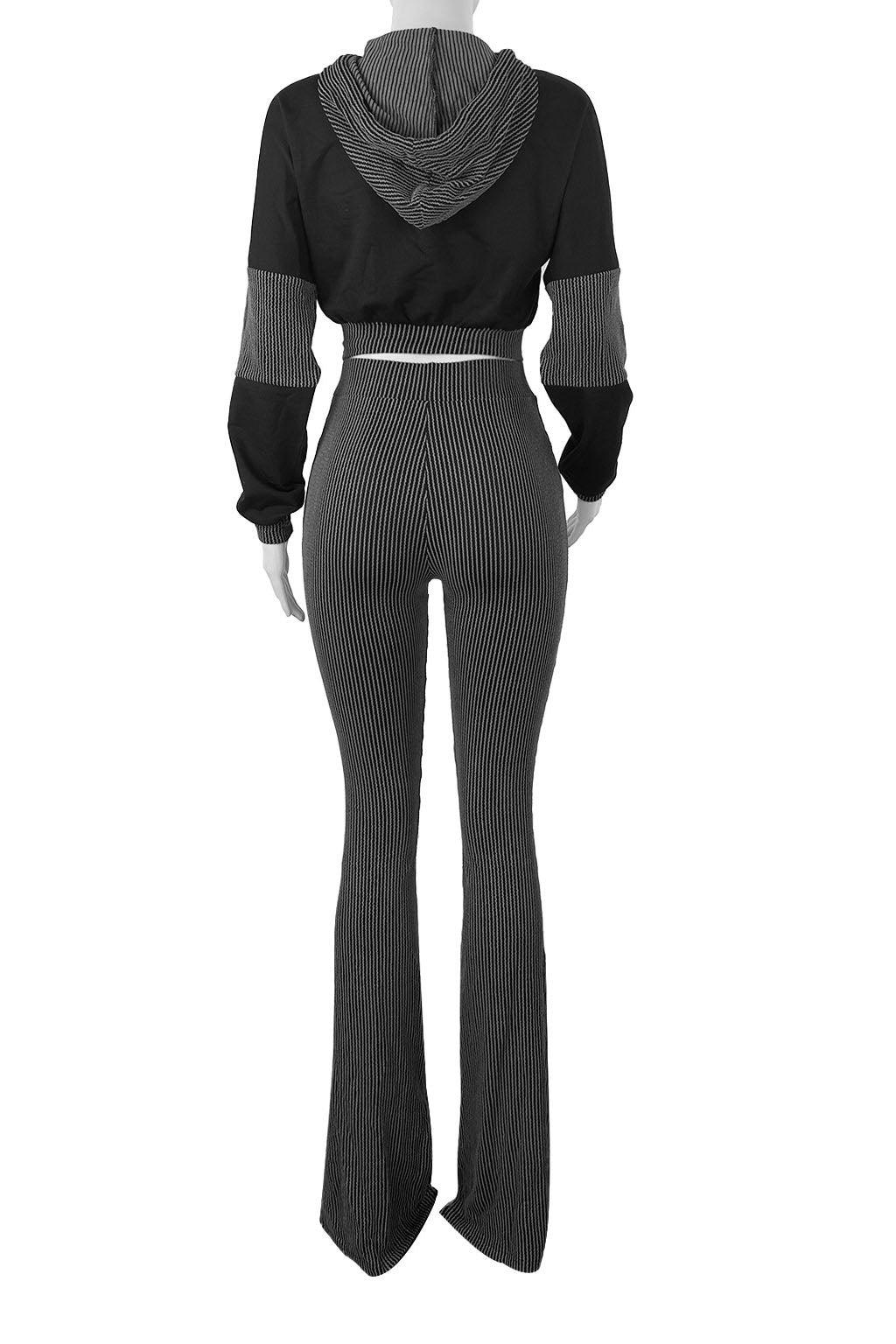 Textured Hooded Top & Flared Pants Set Lavish Daily