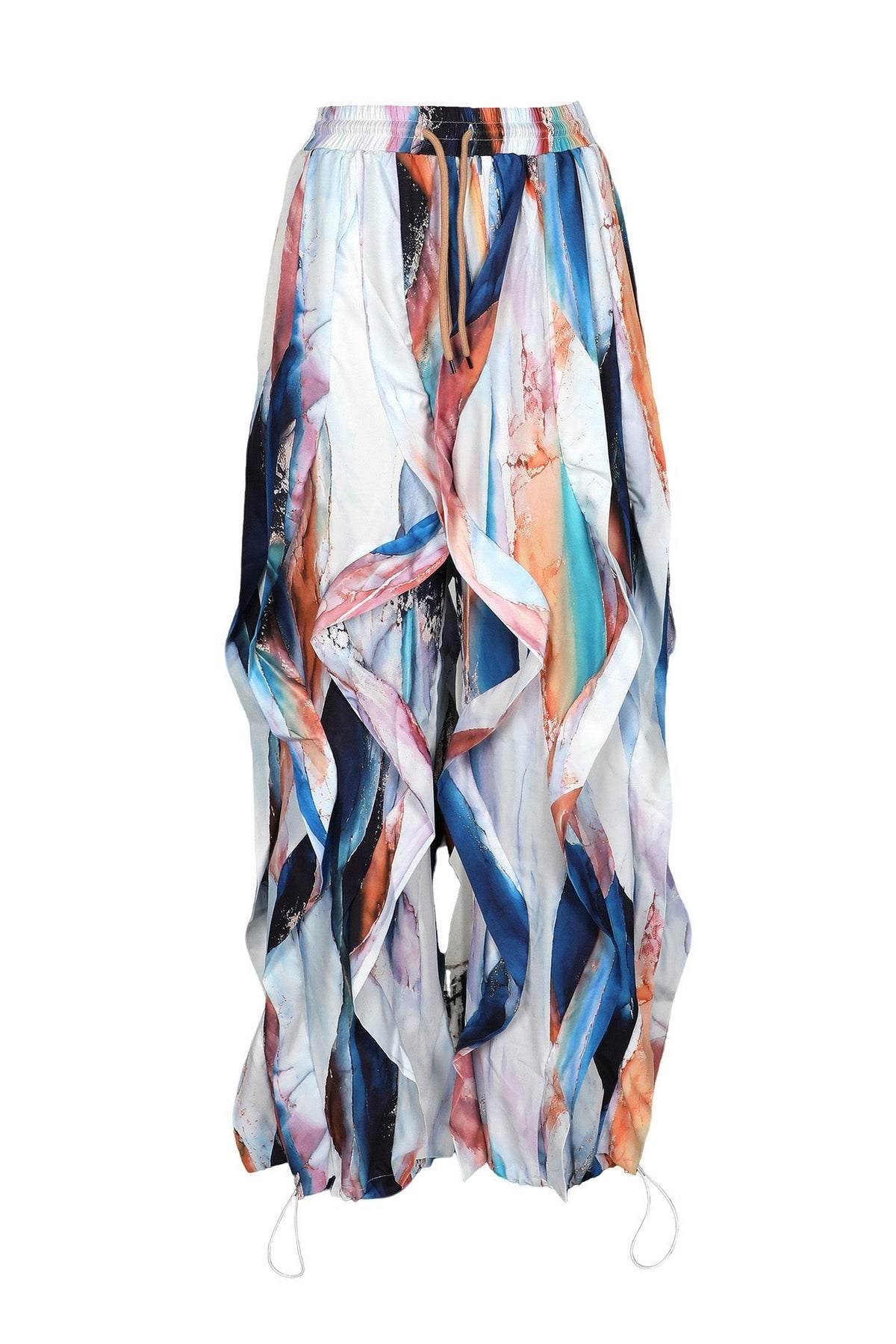 Statement Layered Ruffle Drawstring Harem Pants Lavish Daily