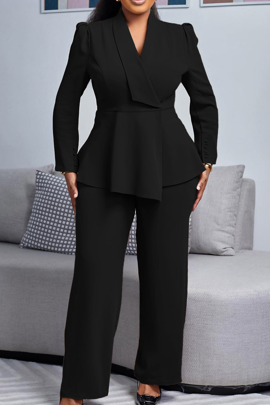 Lapel Blazer & Pants Set Lavish Daily