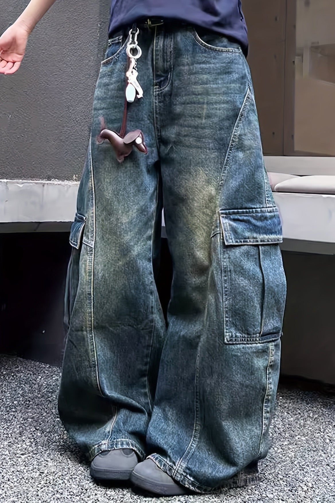 Oversized Vintage Wash Multi-Pocket Cargos Lavish Daily