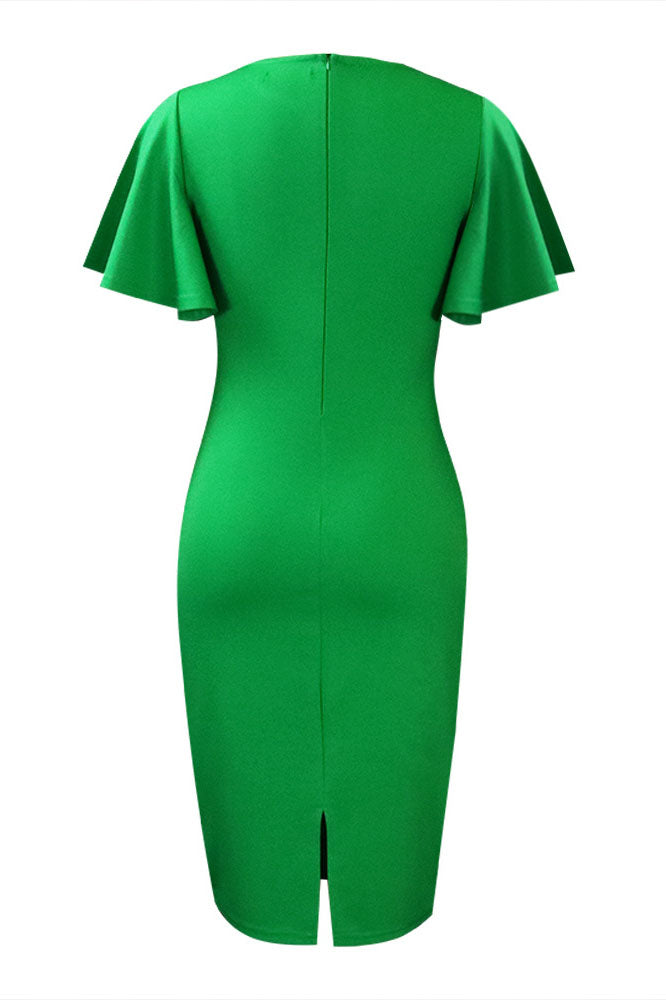 Midi Bodycon Ruffle Sleeve Dress Lavish Daily