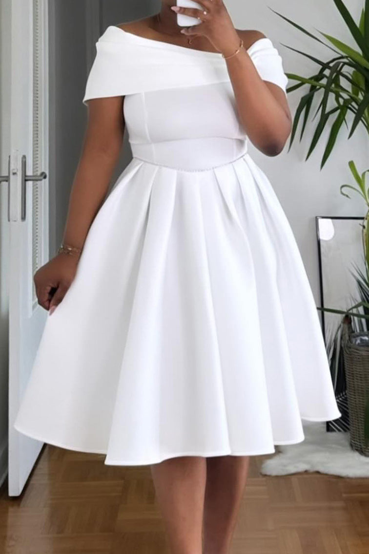 Off-Shoulder Fit & Flare Midi Dress Lavish Daily