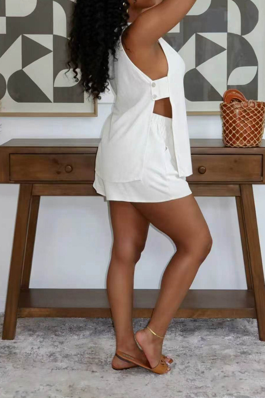 2-Piece Linen-Feel Vest & Shorts Set Lavish Daily