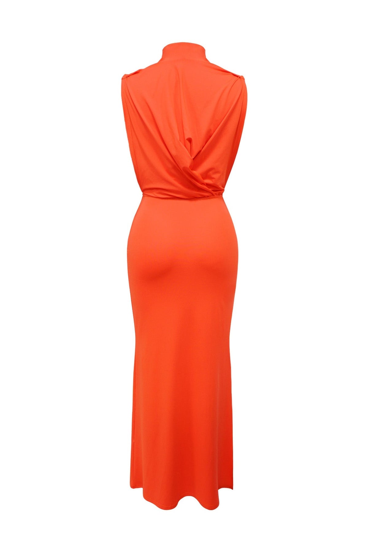 Mock Neck Cutout Ruched Maxi Dress Lavish Daily