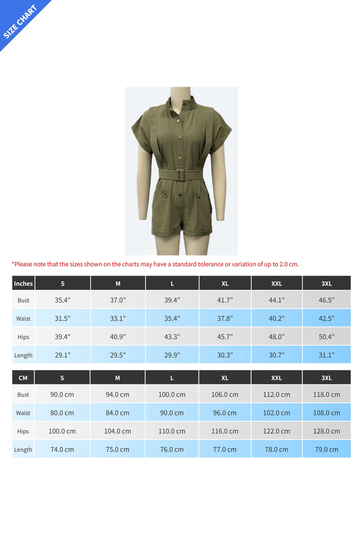 Button-Front Belted Romper Lavish Daily
