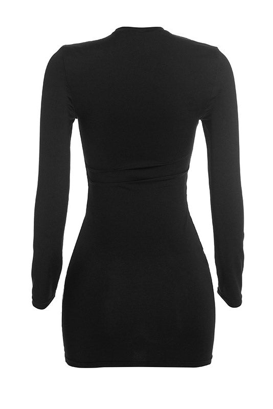 Grommet-Detail Long-Sleeve Mini Dress Lavish Daily