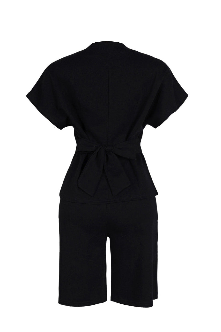 V-Neck Peplum Top & Wide Leg Culotte Set Lavish Daily