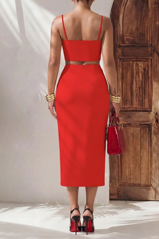 Contrast Trim Scalloped Two-Piece Set Lavish Daily