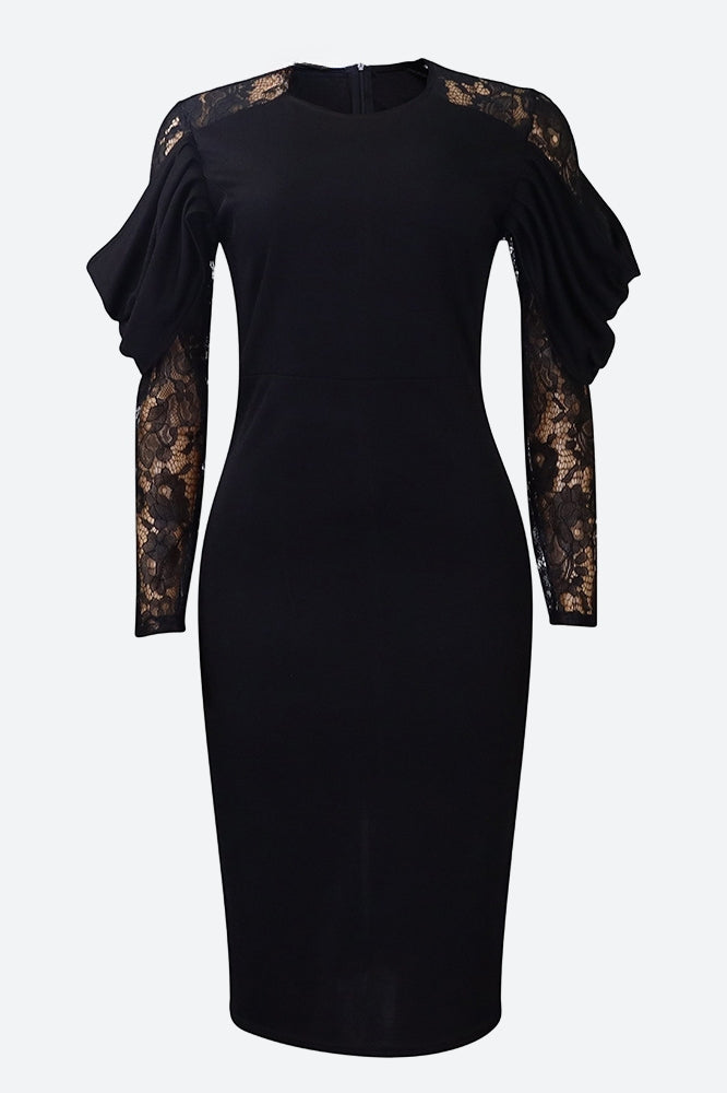 Elegant Lace Slim Fit Patchwork Sexy Dress Lavish Daily