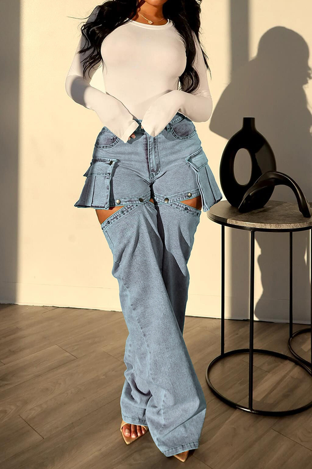 Switch-Up Denim Convertible Cargo Set Lavish Daily