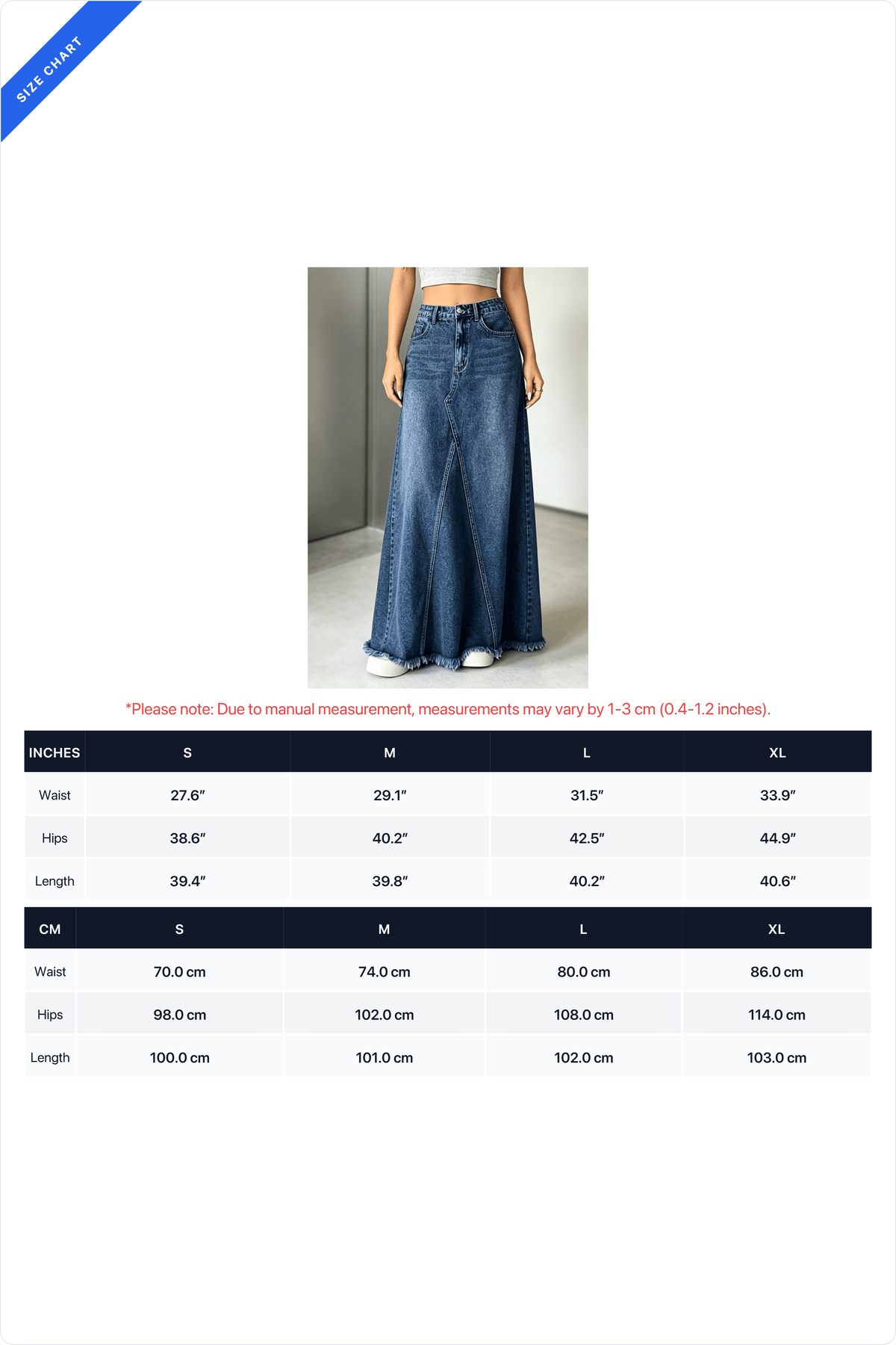 Raw-Hem Godet Denim Maxi Skirt Lavish Daily