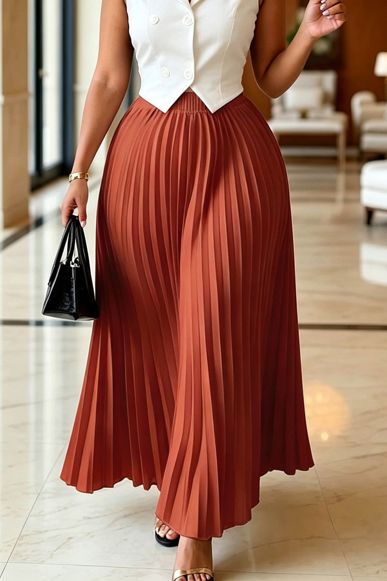 High Waist Pleated Maxi Skirt Lavish Daily