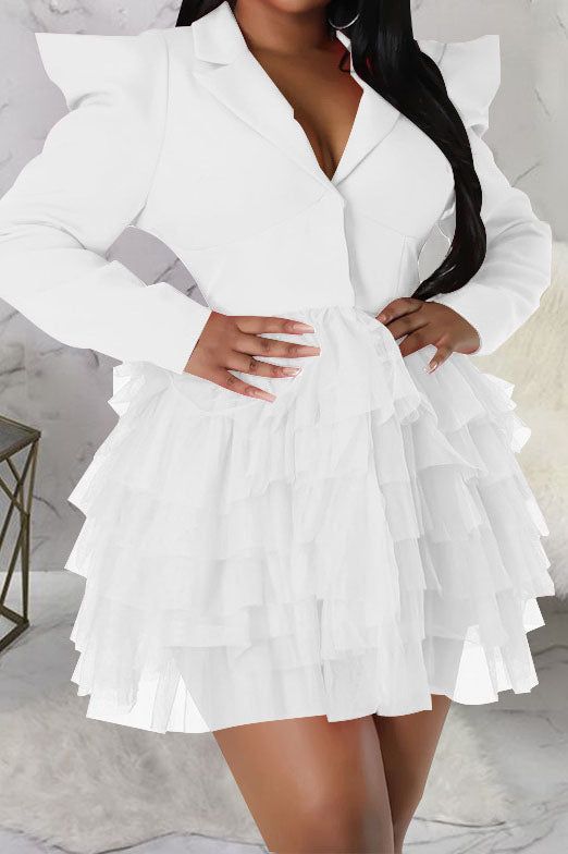 Statement Shoulder Tulle Blazer Dress Lavish Daily