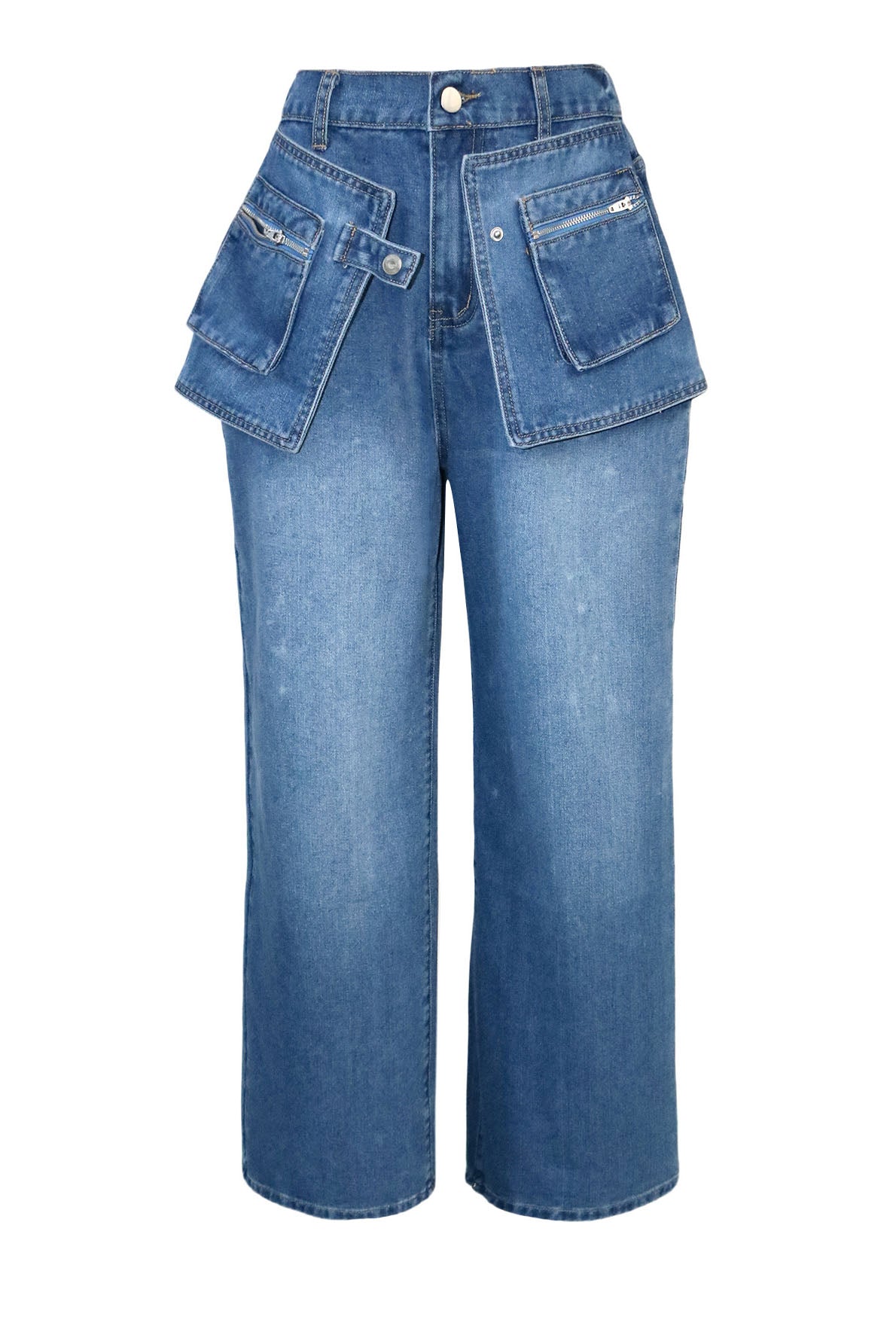 Deconstructed Wide Leg Denim Pants Lavish Daily