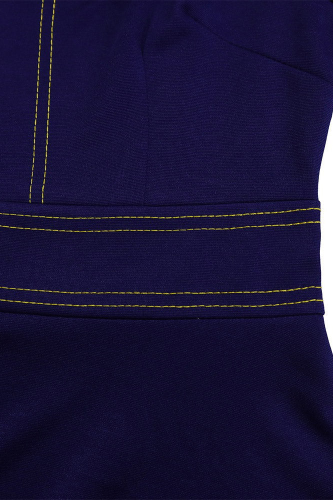 Contrast-Trim Fit-and-Flare Midi Dress Lavish Daily