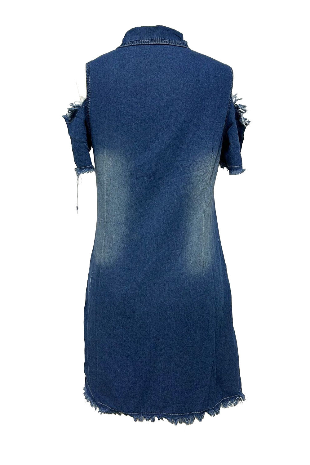 Cold Shoulder Zip Front Denim Mini Dress Lavish Daily