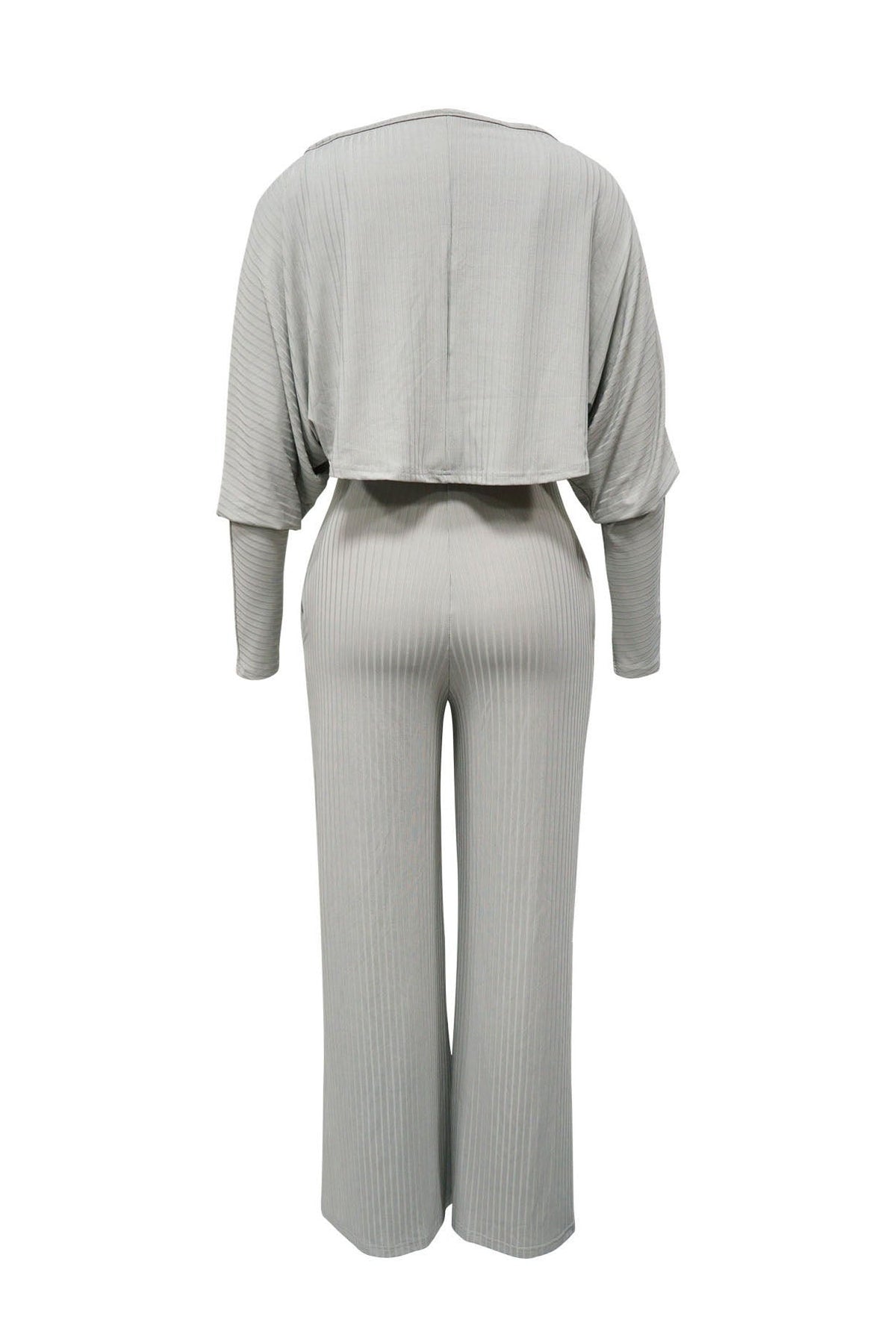 2-Piece Ribbed Knit Tank Jumpsuit & Cropped Top Set Lavish Daily