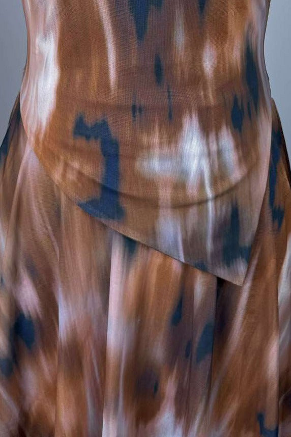 Abstract Print Asymmetric Top & Skirt Set Lavish Daily