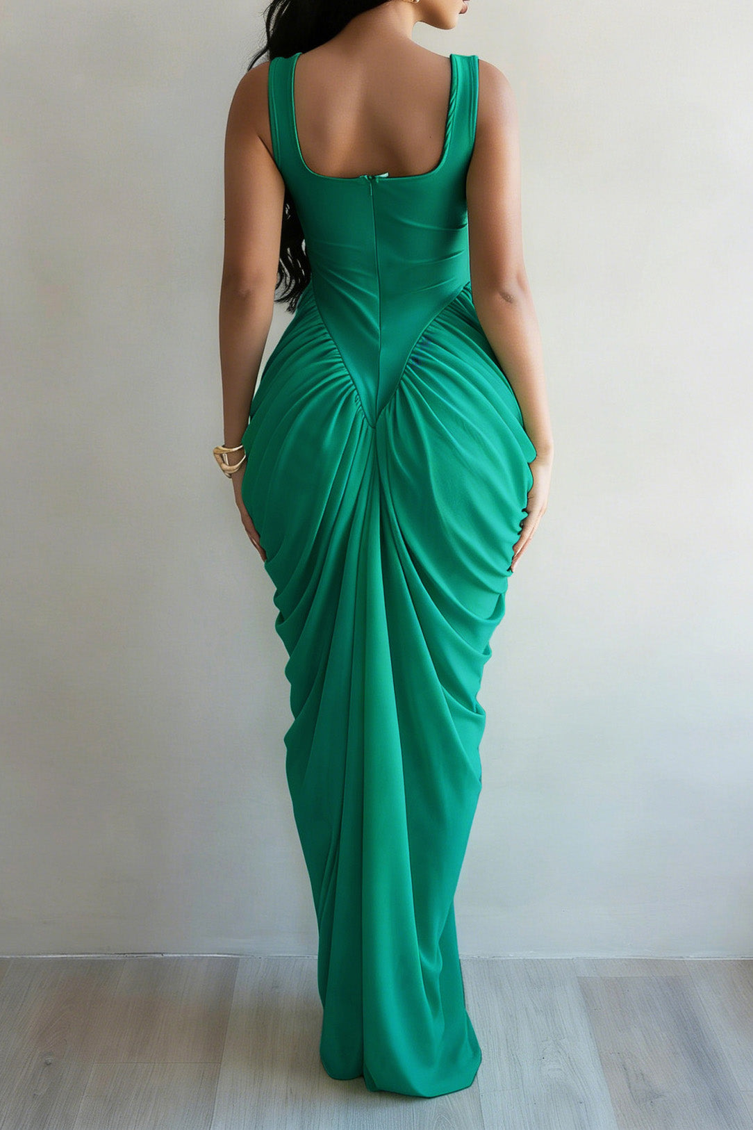 Draped V-Waist Chiffon Maxi Dress Lavish Daily