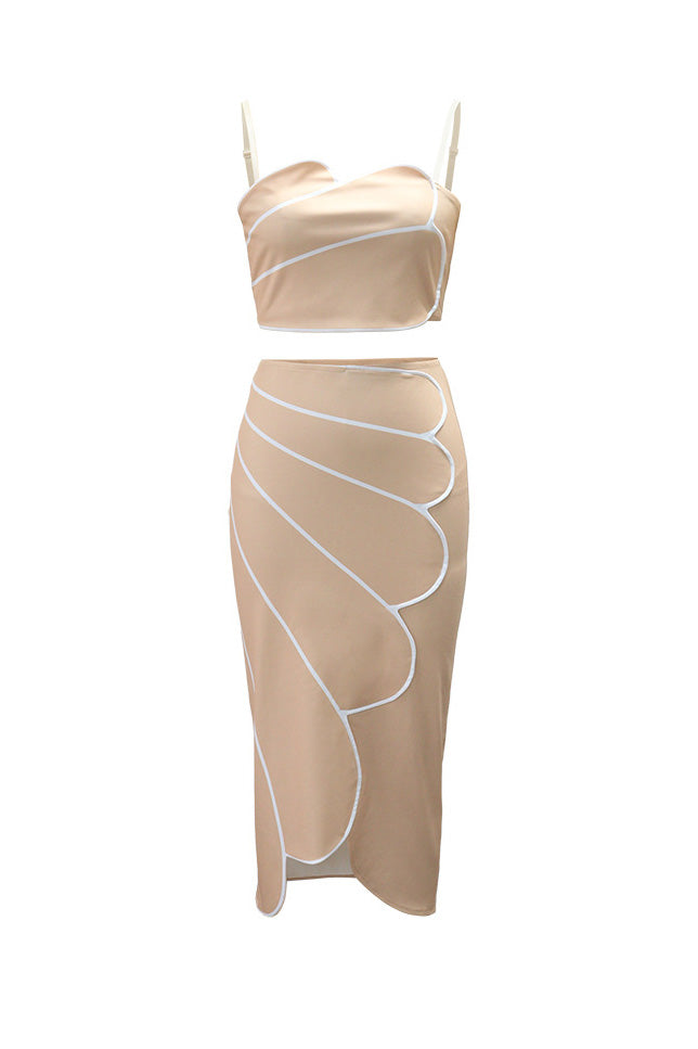 Contrast Trim Scalloped Two-Piece Set Lavish Daily