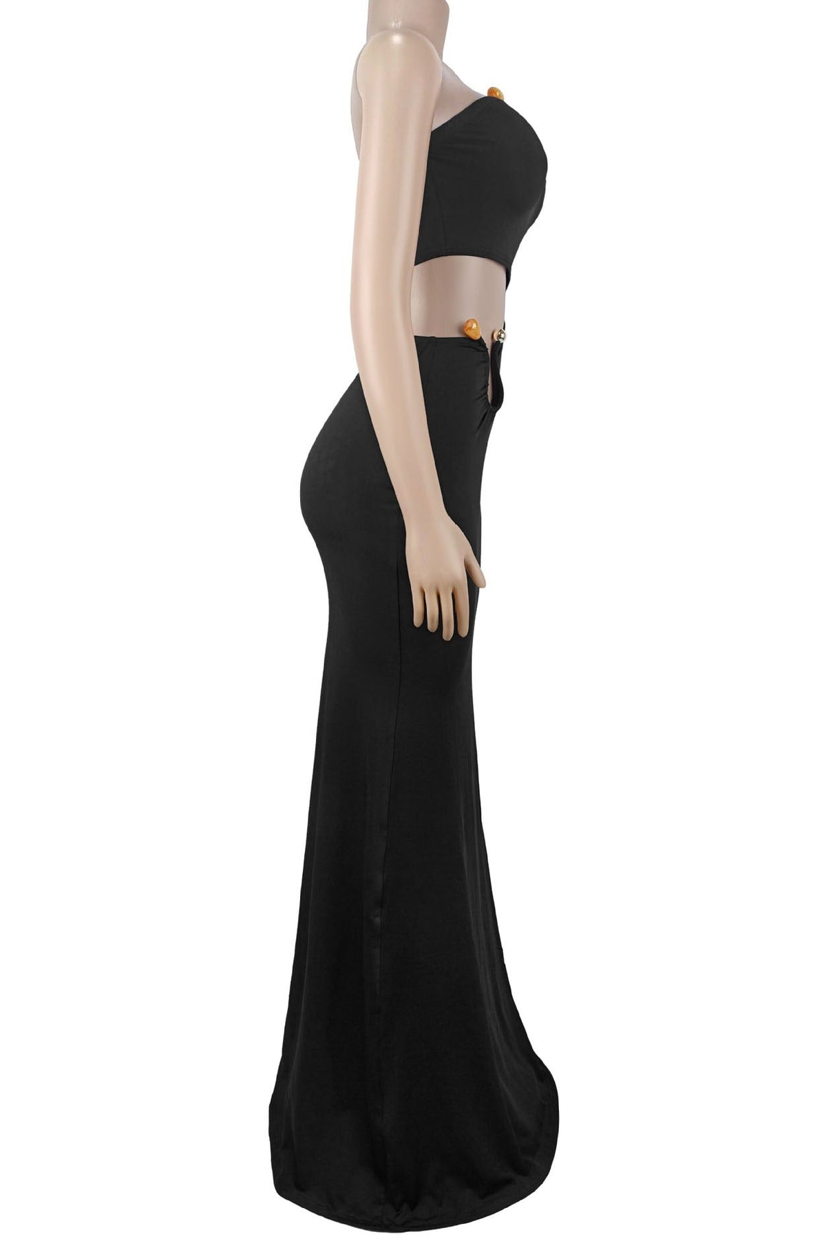 Strapless Hardware Cutout Maxi Dress Lavish Daily