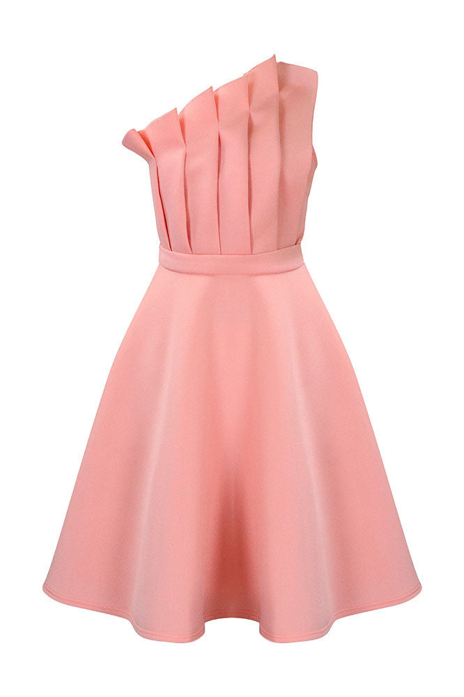 Pleated Asymmetric Cut Long Dress Lavish Daily