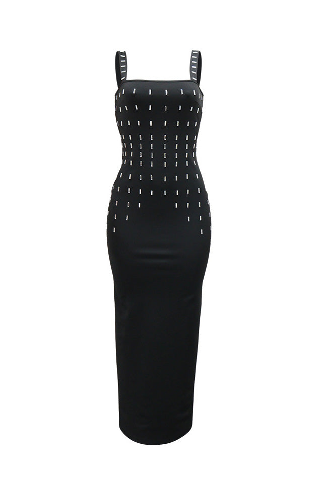 Rhinestone Embellished Strappy Maxi Dress Lavish Daily