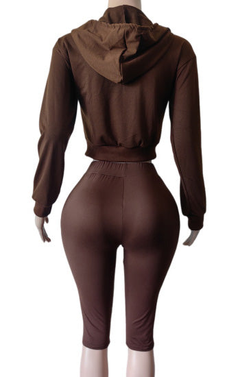Cropped Zip Hoodie Biker Shorts Set Lavish Daily