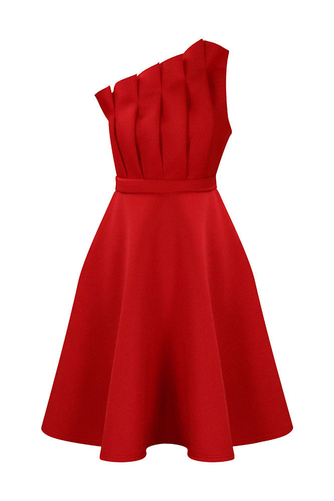 Pleated Asymmetric Cut Long Dress Lavish Daily