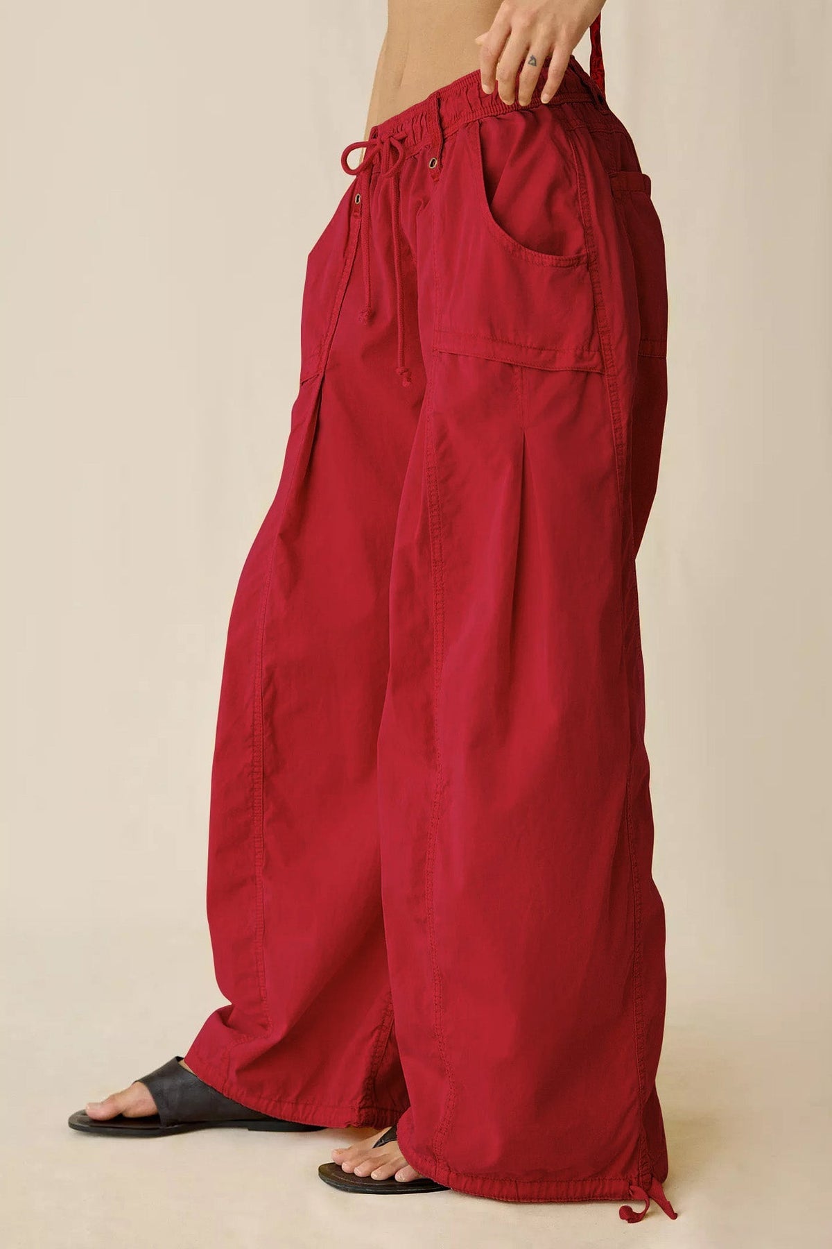 Wide Leg Drawstring Parachute Pant Lavish Daily