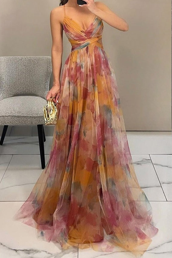 Mesh Floral Print Cami Dress Lavish Daily