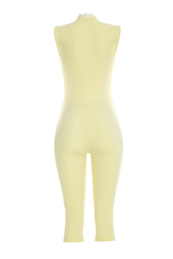 Lace Trim Waistcoat Capri Jumpsuit Lavish Daily