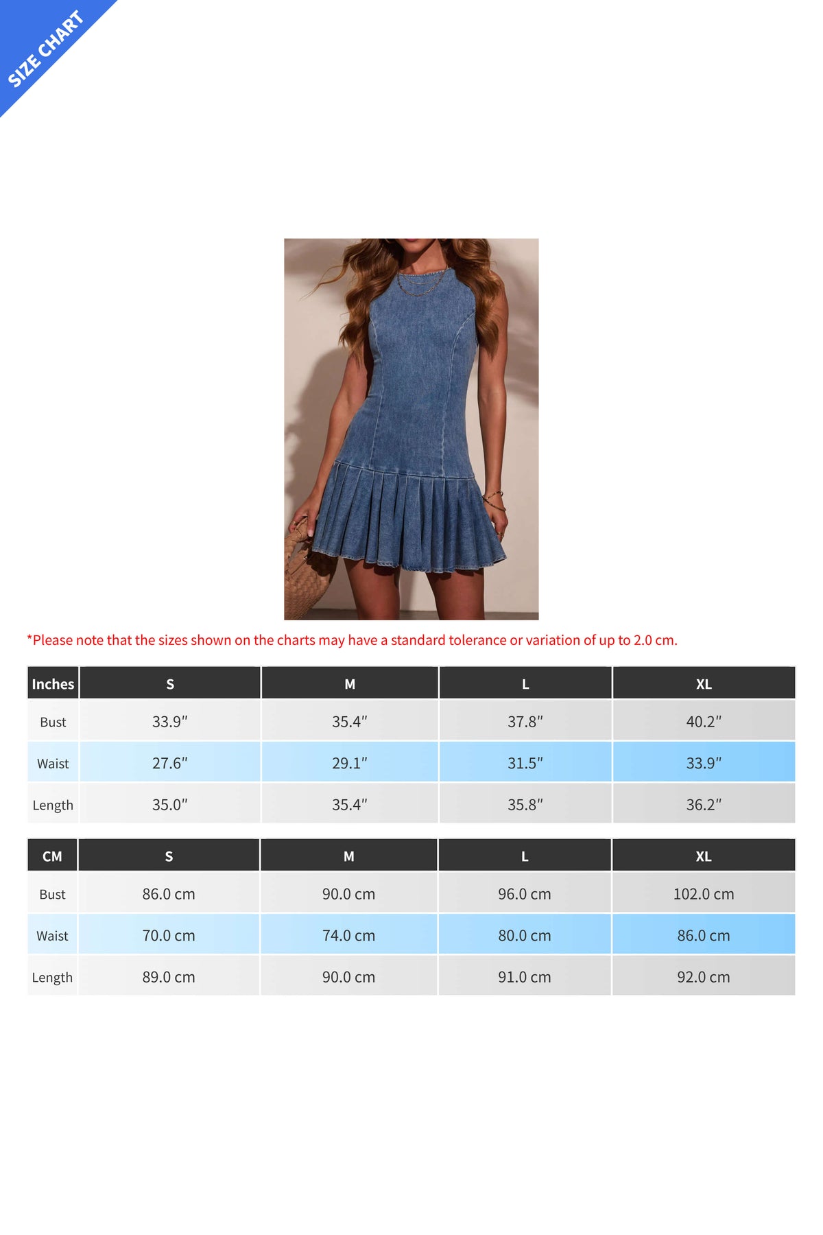 Pleated Denim Mini Dress Lavish Daily