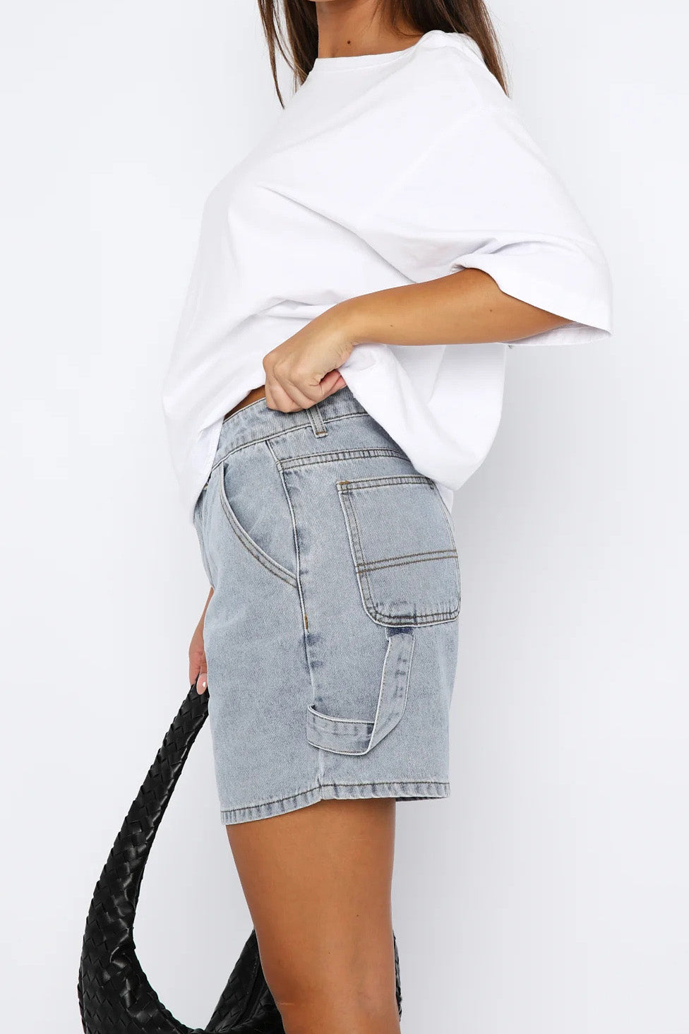 High-Waisted Relaxed Utility Denim Shorts Lavish Daily