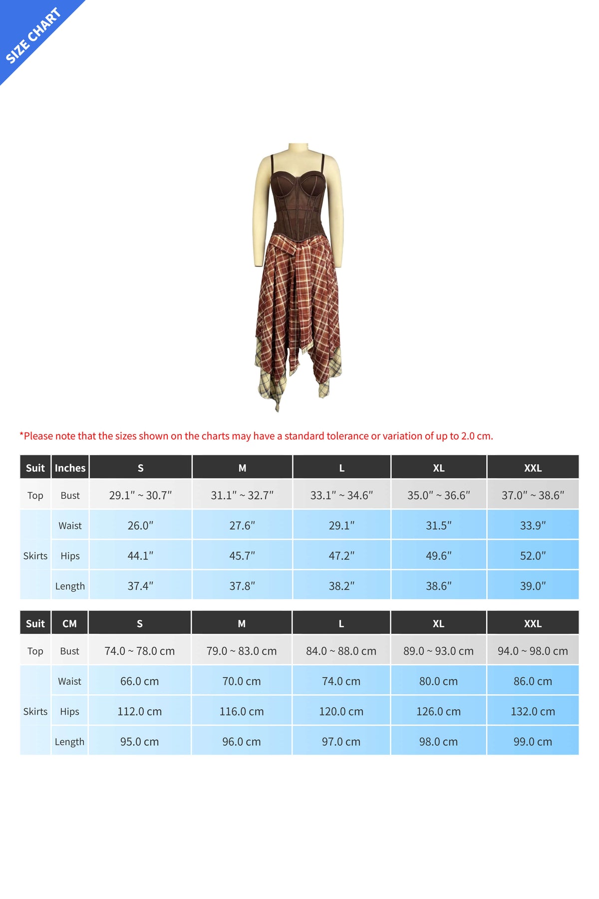 2-Piece Corset & Asymmetrical Plaid Skirt Set Lavish Daily