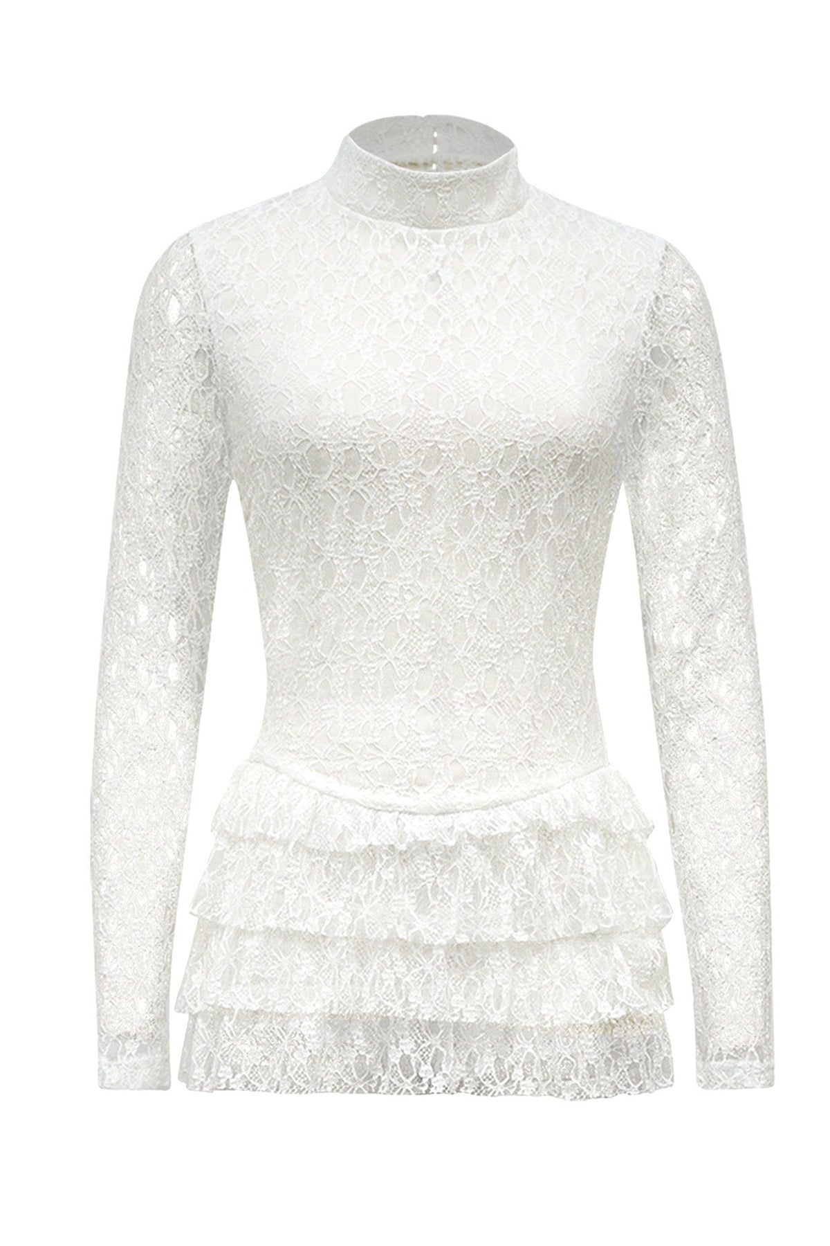 Long Sleeve Lace Ruffle Romper Lavish Daily