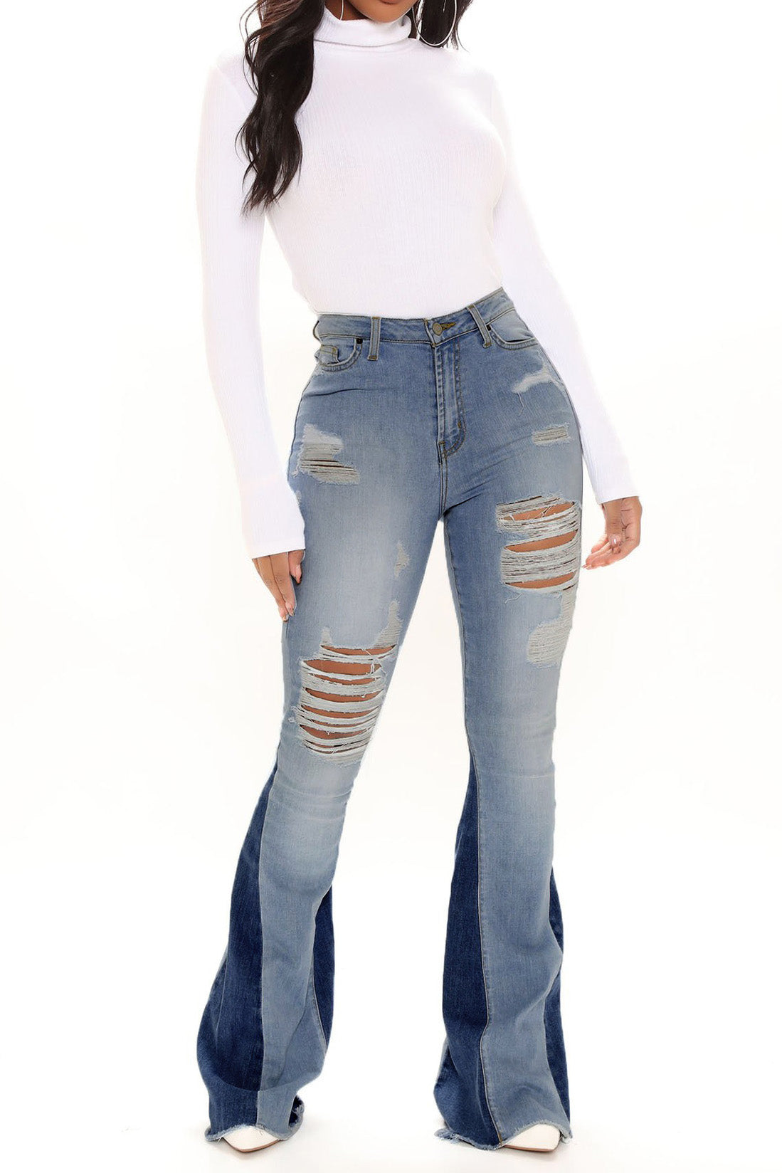 Ripped Bootcut Jeans Lavish Daily