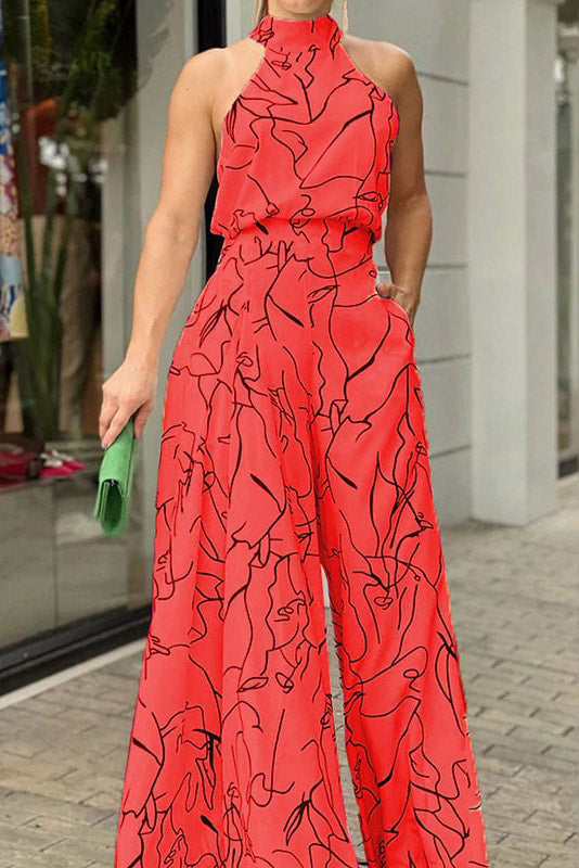Round Neck Printed Jumpsuit for Women Lavish Daily