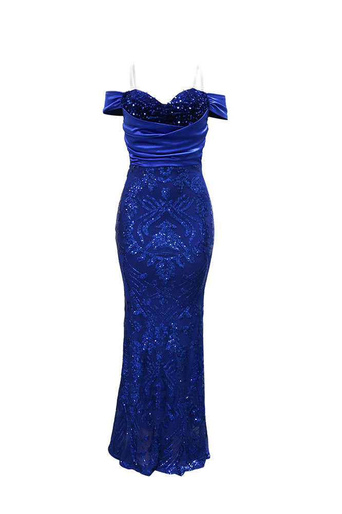 Off-Shoulder Sequin Mermaid Maxi Gown Lavish Daily