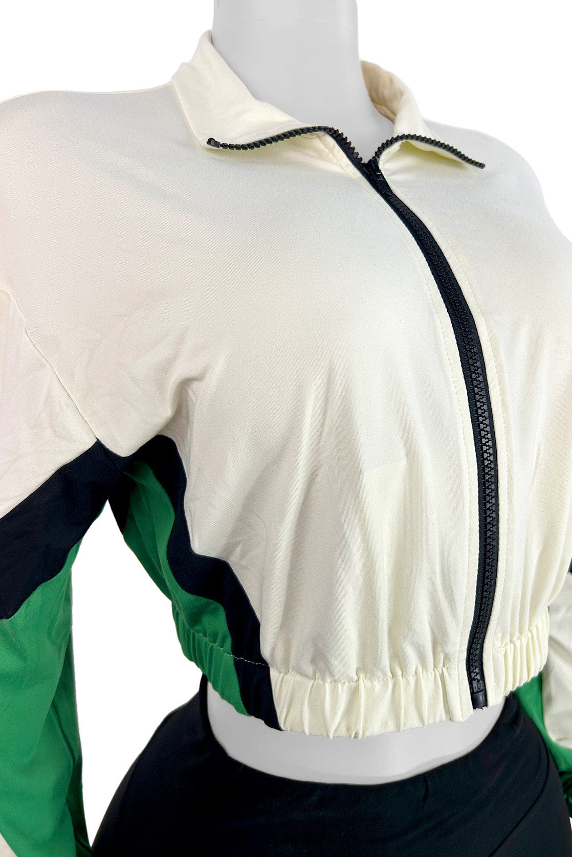 Colorblock Zip-Up Long Sleeve Top & Shorts Set Lavish Daily
