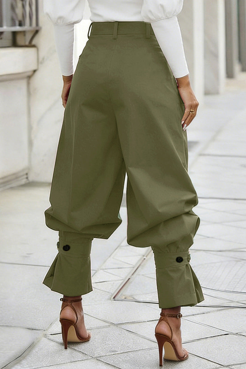 Pleated Ruffle-Cuff Balloon Trousers Lavish Daily