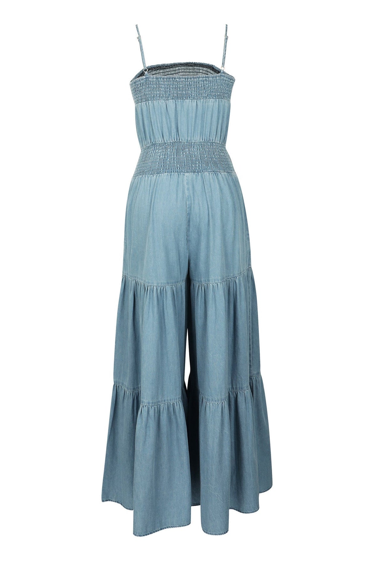Denim Sleeveless Wide-Leg Jumpsuit Lavish Daily