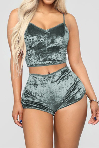 Crushed Velvet Cami & Shorts Lounge Set Lavish Daily