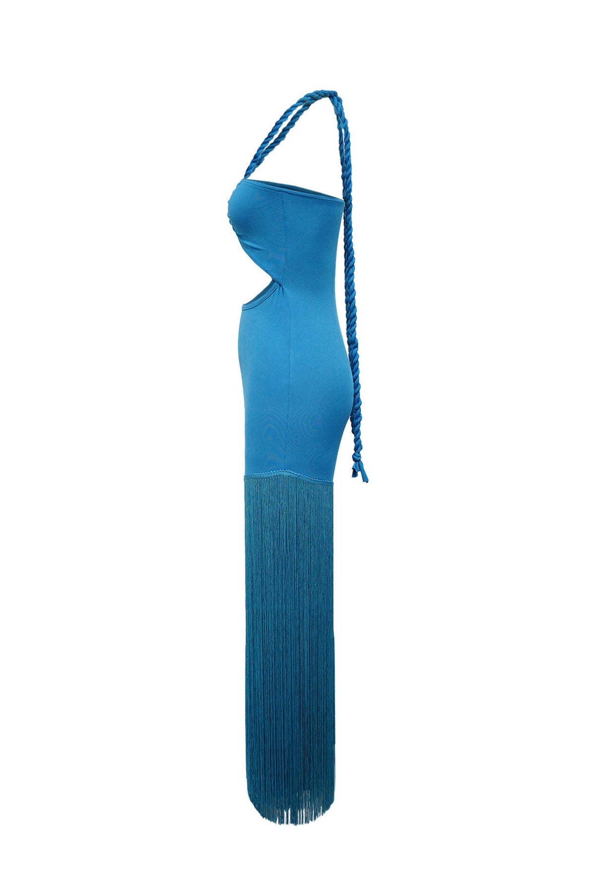 Halter Cutout Fringe Maxi Dress Lavish Daily